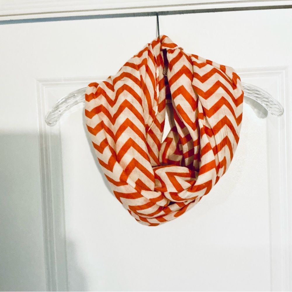 Orange Chevron Print Infinity Loop Circle Scarf W… - image 2